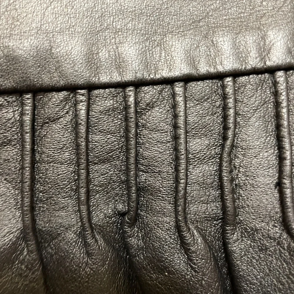 Laundry by Shelli Segal size 6 Black Leather Pencil skirt with ruffle - Picture 5 of 6